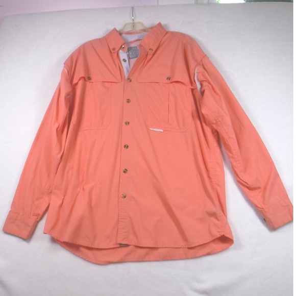 Drake Waterfowl Tops - Lady Drake Boyfriend Cut Fishing Shirt Coral Orange Womens Medium Long Sleeve
